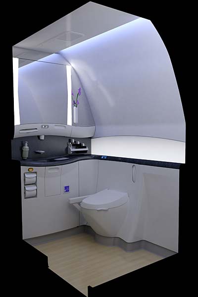 Banheiro do Boeing 787 Dreamliner.