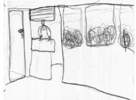 Ambiente representado por criança cadeirante. Ambiente representado por criança cadeirante.