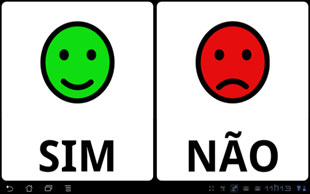 Tela sim (à esquerda) ou não (à direita) do aplicativo Livox.