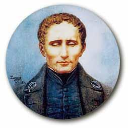Imagem do rosto de Louis Braille.