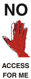 Imagem: Mão aberta e o texto em inglês Sem acesso para mim (No access for me).